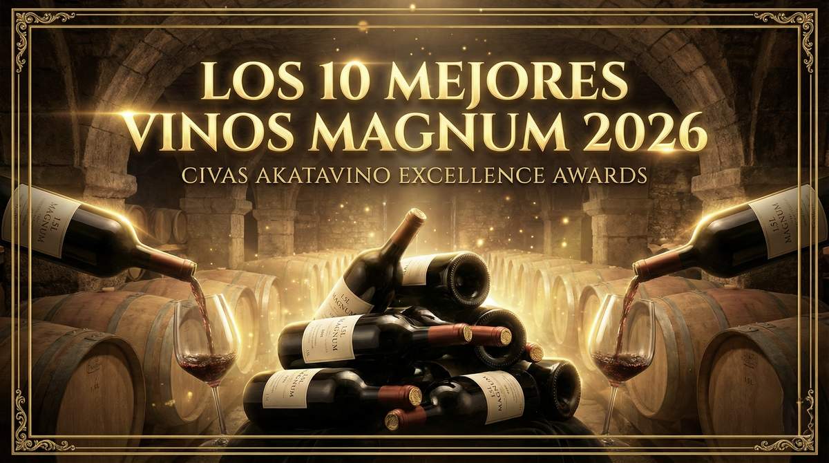 Cartel TOP Los 10 Mejores Vinos Magnum 2026 by AkataVino.es