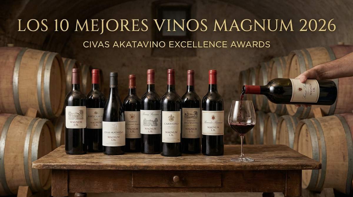 Cartel TOP Los 10 Mejores Vinos Magnum 2026 by AkataVino.es