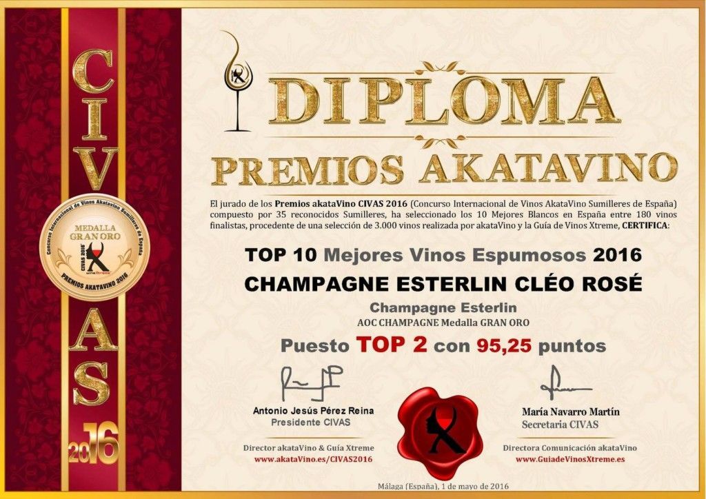Diploma TOP 10 Mejores Espumosos 2016 Premios AkataVino CIVAS