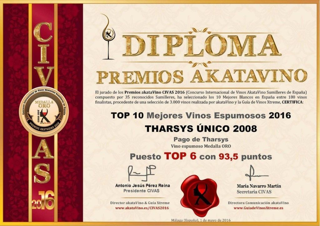 Diploma TOP 10 Mejores Espumosos 2016 Premios AkataVino CIVAS